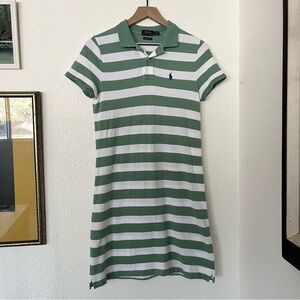 Polo Ralph Lauren Green Striped Mesh Mini Dress
